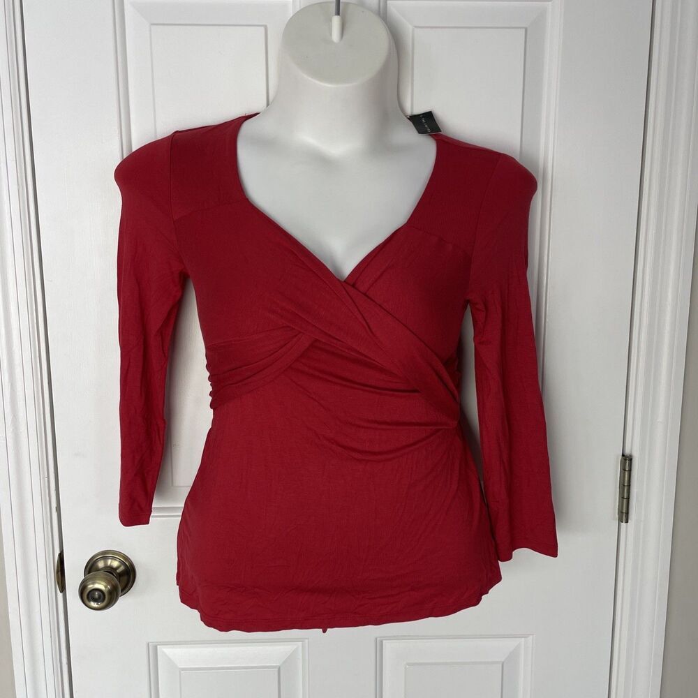 The Limited Womens Red Tie Back 3/4 Sleeve V Neck Size Medium Y2K